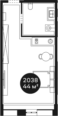 Объект, 43.59 м², 2/4 этаж, ЖК «Резиденция Волна»