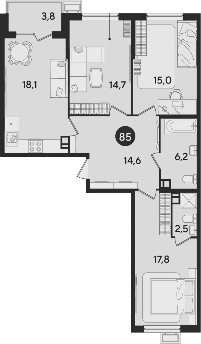 Продается 4-комн. квартира, 88.9 м²