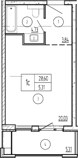 Студия, 29.11 м², 6/9 этаж, ЖК «Лучи»