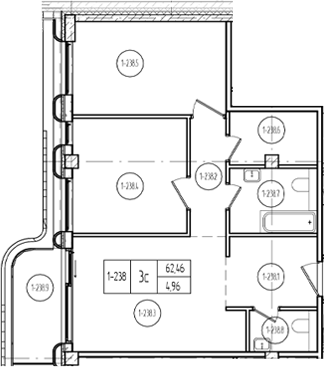 Продается 3-комн. квартира, 62.88 м²