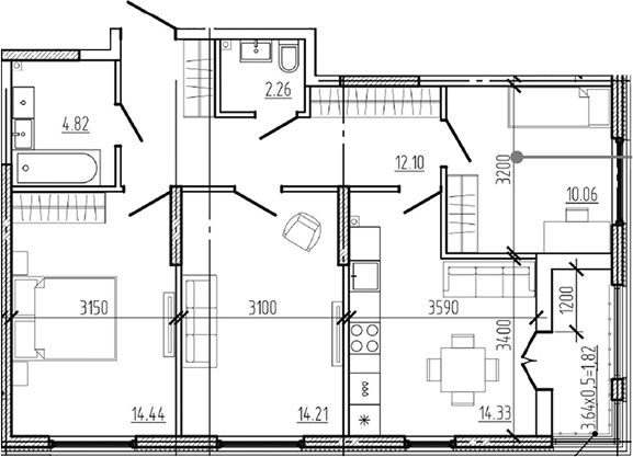 Продается 3-комн. квартира, 72.22 м²