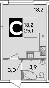 Продается 1-комн. квартира, 25.1 м²