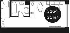 Объект, 31.45 м², 3/4 этаж, ЖК «Резиденция Волна»