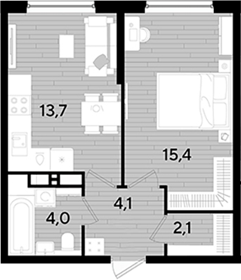 Продается 1-комн. квартира, 39.3 м²