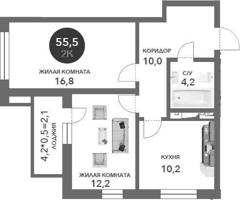 2-комн. Два Адмирала
