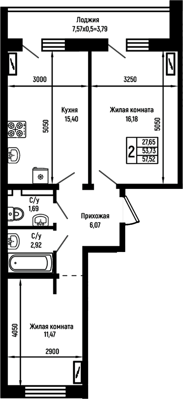 2-комн. Ботаника Хиллс