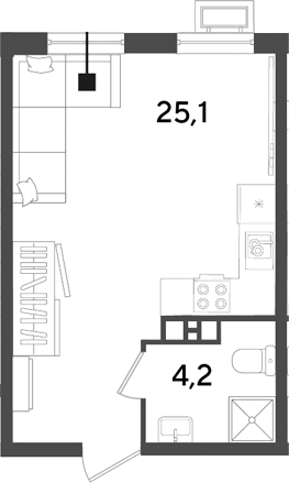 Студия, 29.3 м², 5/18 этаж, ЖК «Парк Победы»
