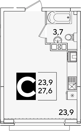 Продается 1-комн. квартира, 27.6 м²