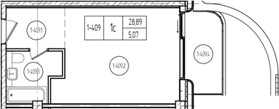 Студия, 27.91 м², 4/9 этаж, ЖК «Лучи»
