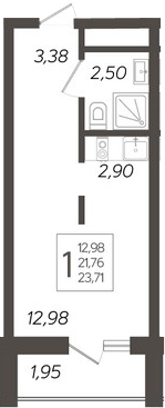 Студия, 21.76 м², 4/19 этаж, ЖК «Кислород»