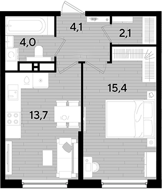 Продается 1-комн. квартира, 39.3 м²
