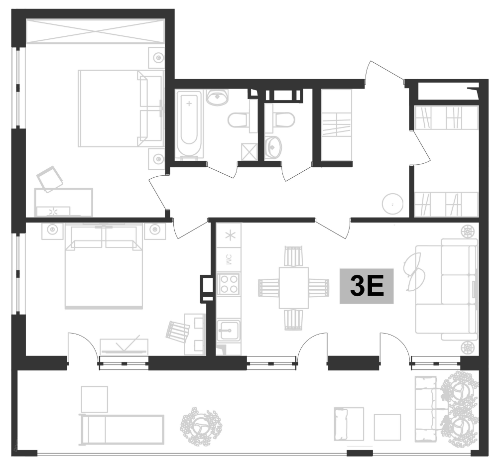 3-комн., 71.6 м², 2/7 этаж, ЖК «Клубная резиденция Европа»