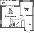 Продается 1-комн. квартира, 41.2 м²