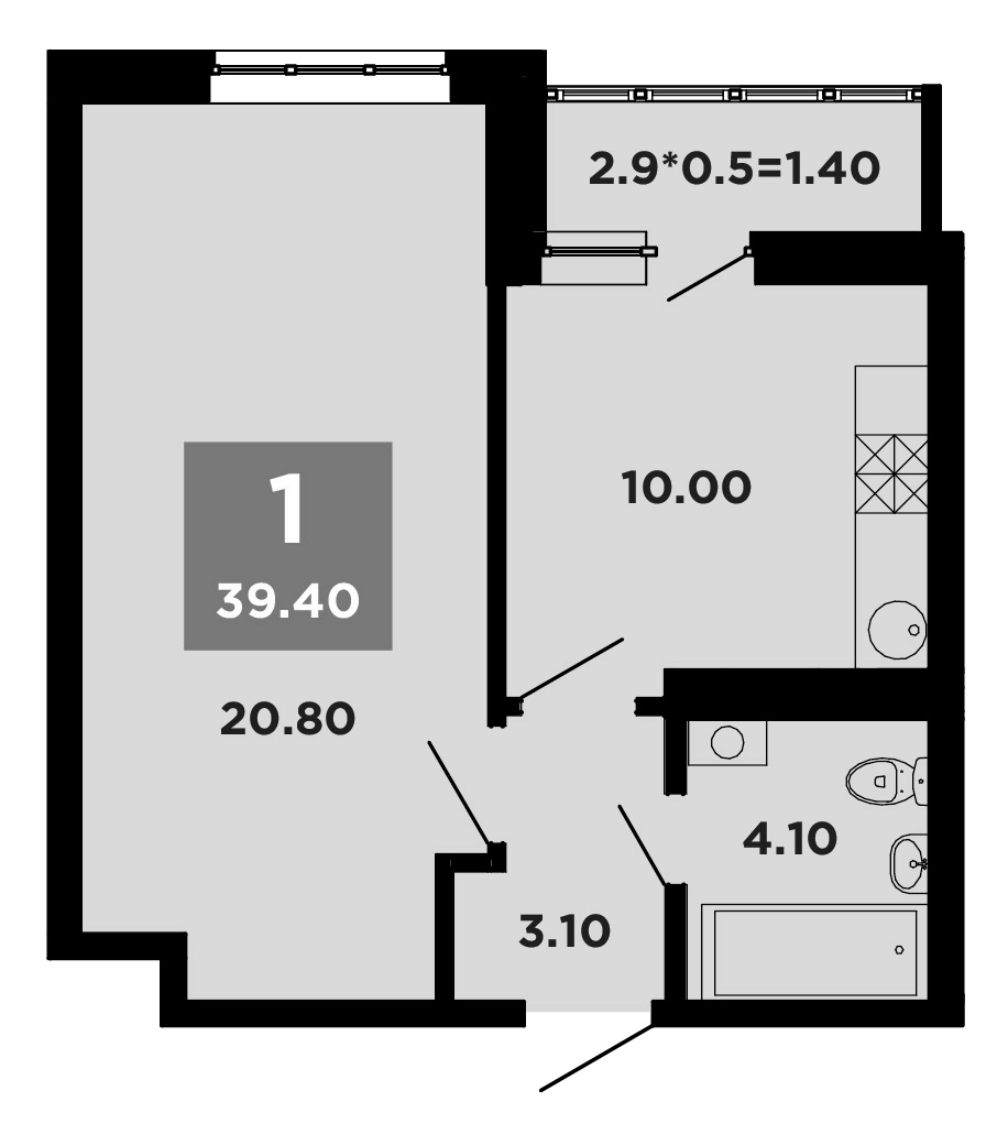 1-комн., 38 м², 20/20 этаж, ЖК «НЕО-квартал Красная площадь»