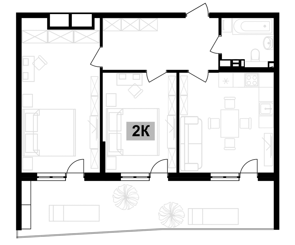 2-комн., 64.04 м², 7/7 этаж, ЖК «Клубная резиденция Европа»