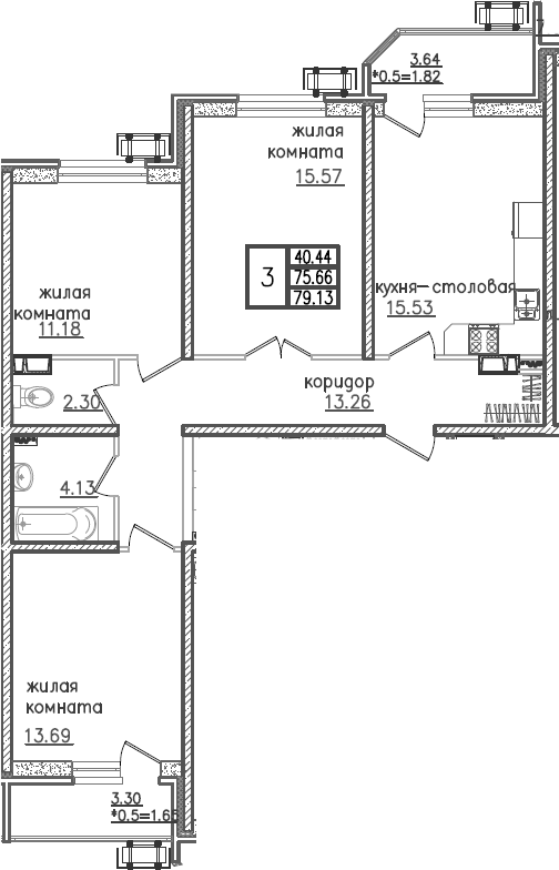 4+ комнаты, 76.98 м², 8/23 этаж, ЖК «Урал»
