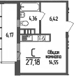 Продается 1-комн. квартира, 25.33 м²