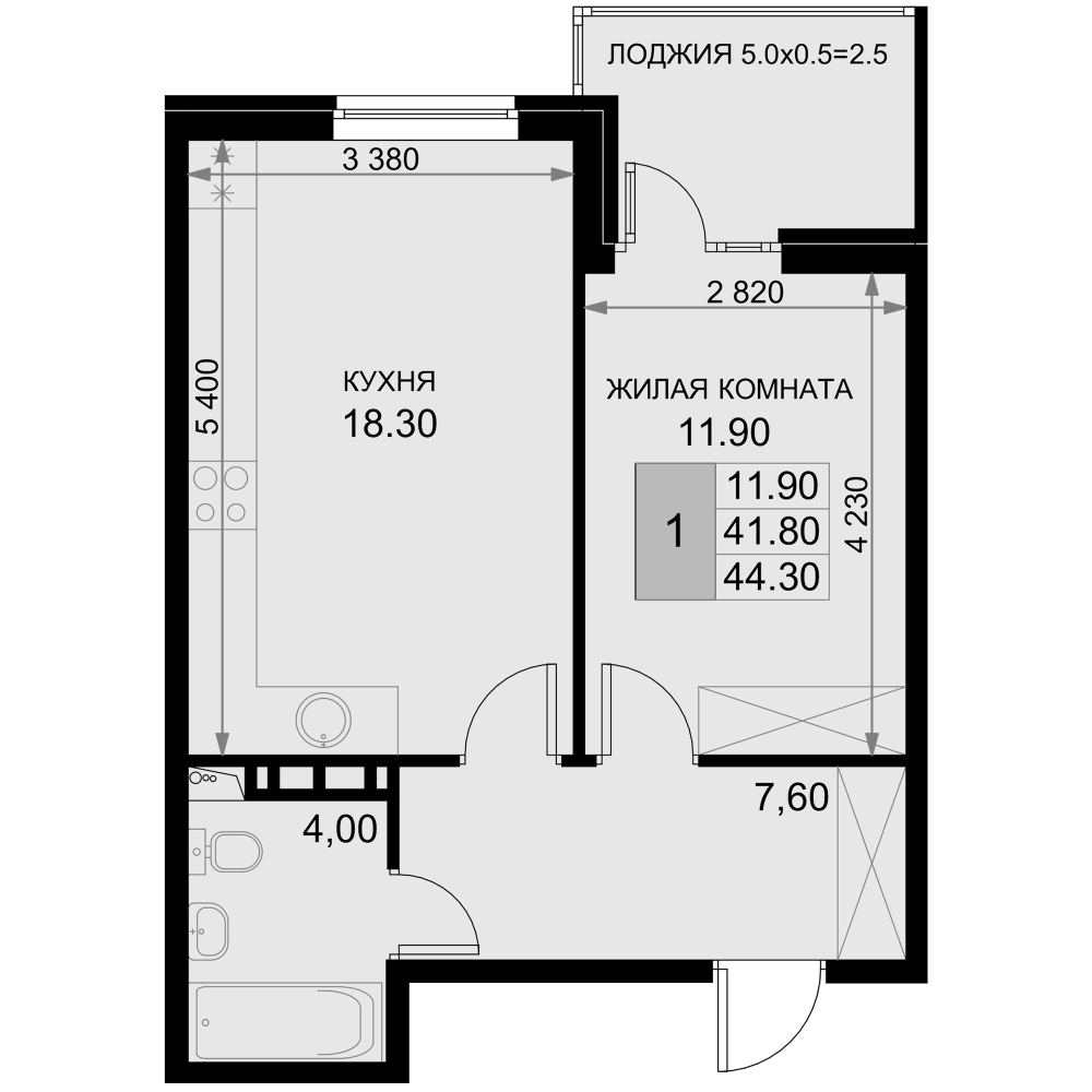 Продается 2-комн. квартира, 41.8 м²