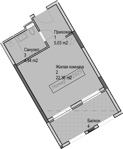 Студия, 32.3 м², 2/6 этаж, ЖК «Гостиничный комплекс Николай 1»
