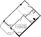 2-комн., 38.79 м², 2/10 этаж, ЖК «Лучи»