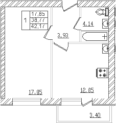 Продается 1-комн. квартира, 36.39 м²