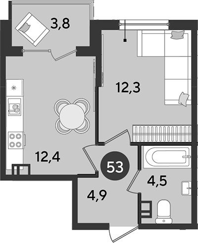 Продается 1-комн. квартира, 34.1 м²