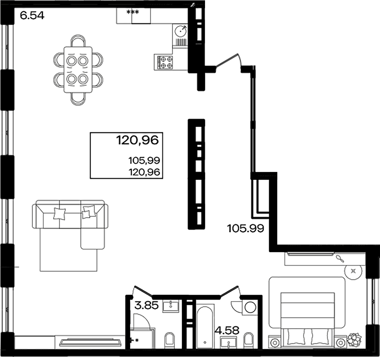 Продается 1-комн. квартира, 120.96 м²