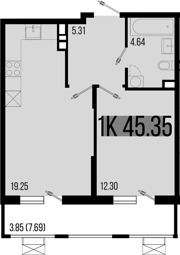 Продается 1-комн. квартира, 41.5 м²