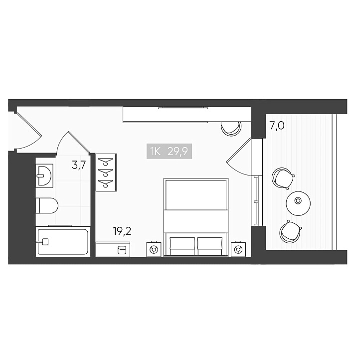 Студия, 22.9 м², 4/6 этаж, ЖК «Палаццо Де Агой»