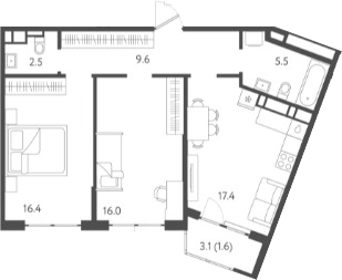 3-комн., 67.4 м², 17/24 этаж, ЖК «Все Свои VIP»
