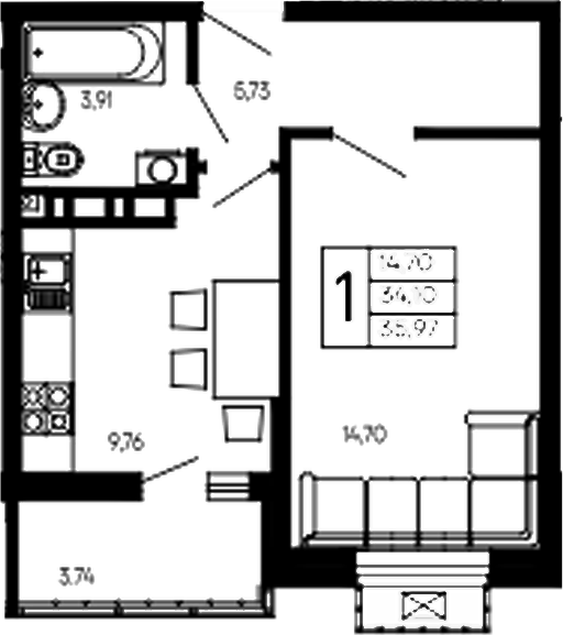 Продается 1-комн. квартира, 34.1 м²