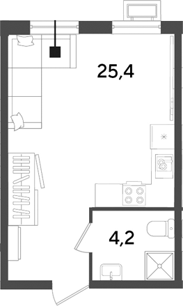 Продается 1-комн. квартира, 29.6 м²