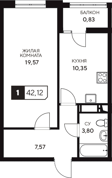 1-комн. Центральный. Гамма