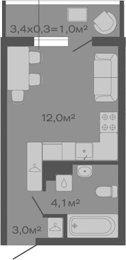 Продается 1-комн. квартира, 19.1 м²