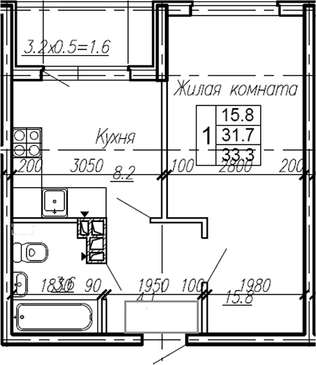 Продается 1-комн. квартира, 31.7 м²