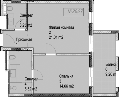 2-комн., 48.3 м², 2/6 этаж, ЖК «Гостиничный комплекс Николай 1»