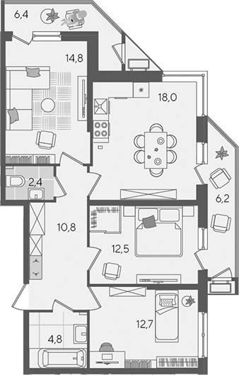 Продается 4-комн. квартира, 76 м²