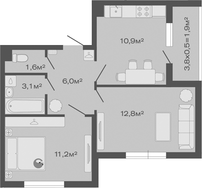 Продается 2-комн. квартира, 45.6 м²