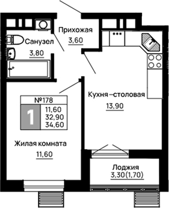 Продается 1-комн. квартира, 32.9 м²
