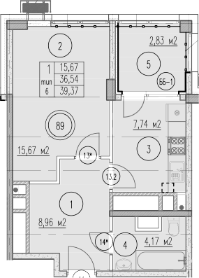 1-комн., 36.54 м², 6/10 этаж, ЖК «Agoy Park Residence by Lavicon»