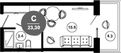 Студия, 19 м², 3/10 этаж, ЖК «Гостиничный комплекс GREENMONT»