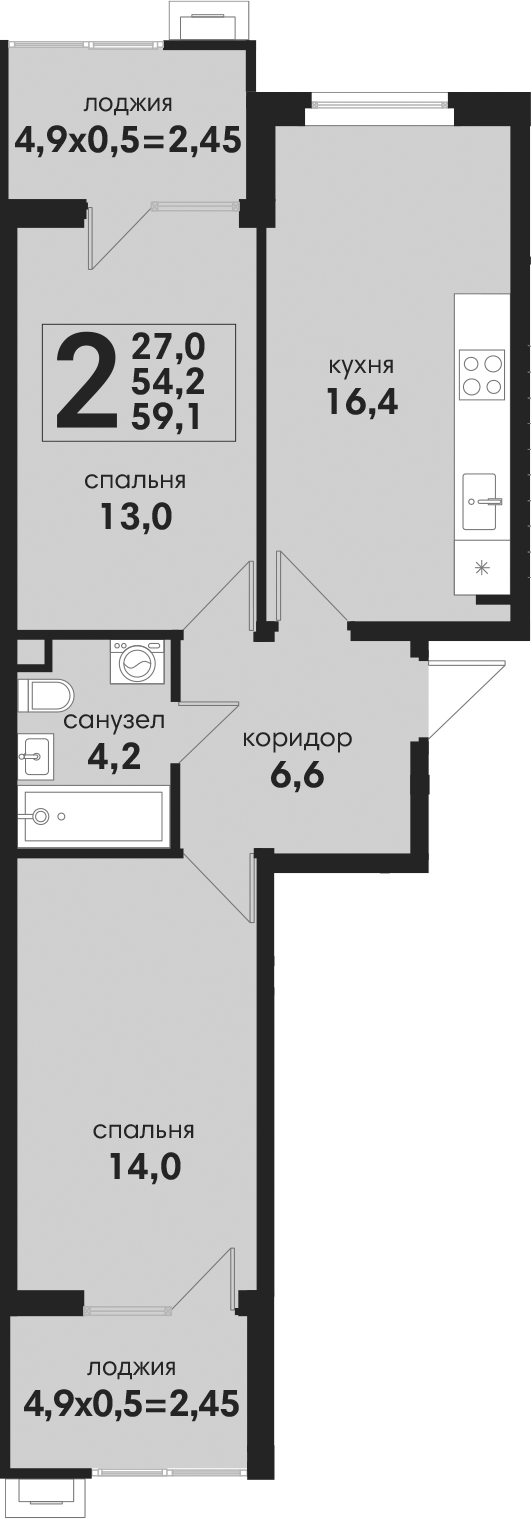 3-комн. Новая Елизаветка