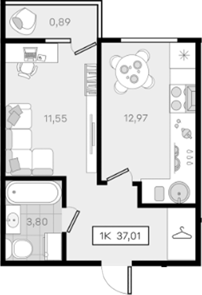 Продается 1-комн. квартира, 36.12 м²