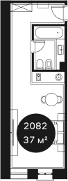 Объект, 36.85 м², 2/4 этаж, ЖК «Резиденция Волна»
