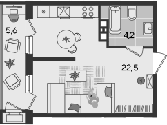 Студия, 26.7 м², 7/24 этаж, ЖК «Рекорд»