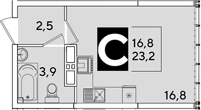 Продается 1-комн. квартира, 23.2 м²