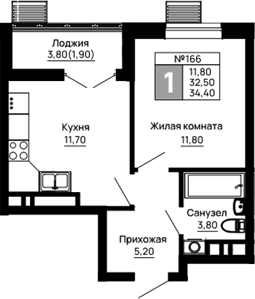 Продается 1-комн. квартира, 32.5 м²