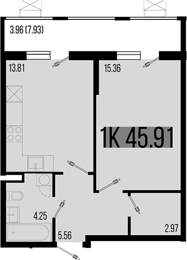 Продается 1-комн. квартира, 41.95 м²