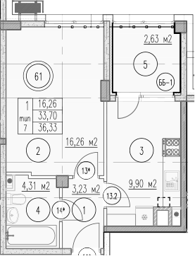 1-комн., 33.7 м², 1/10 этаж, ЖК «Agoy Park Residence by Lavicon»