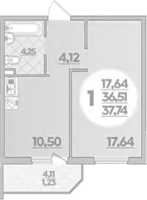 Продается 1-комн. квартира, 36.51 м²